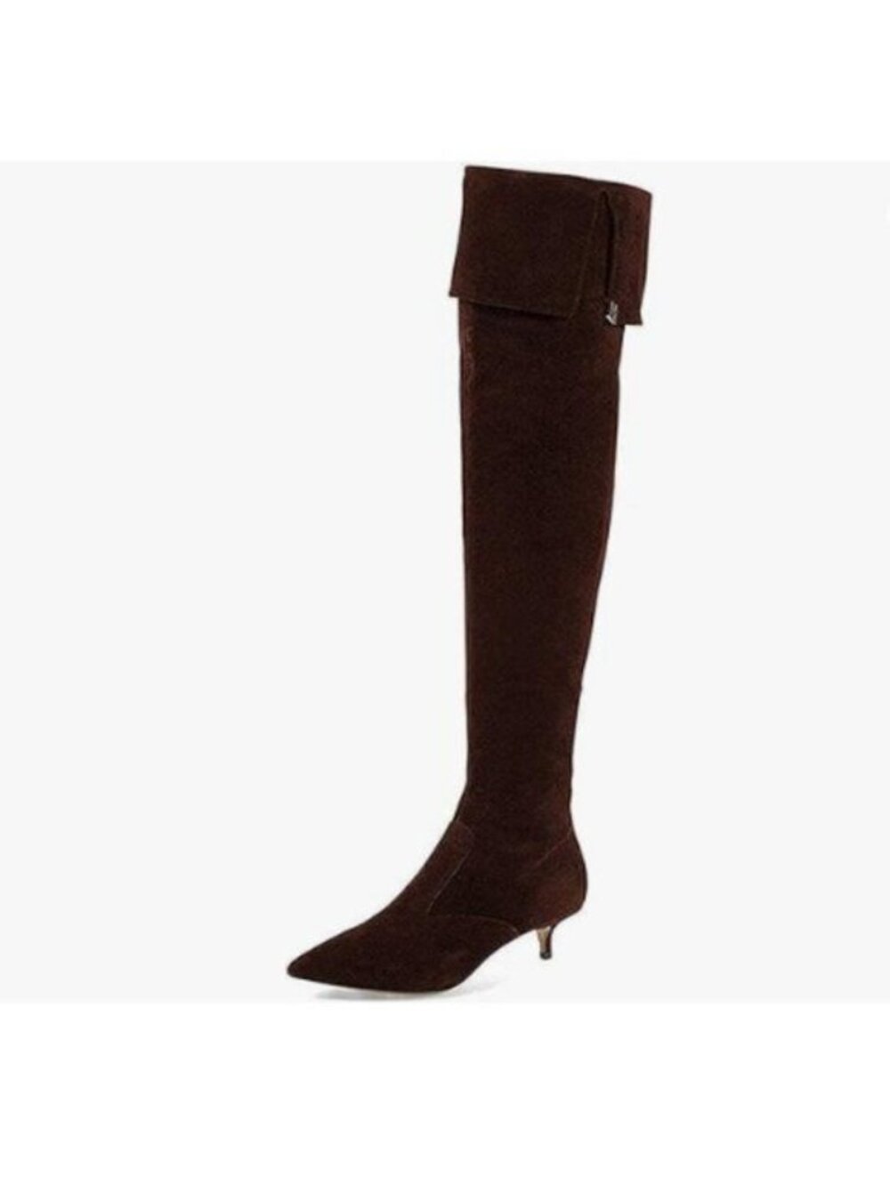 YDN Women Pointed Toe Over The Knee High Stilettos Kitten Mid Heel Maroon Boots